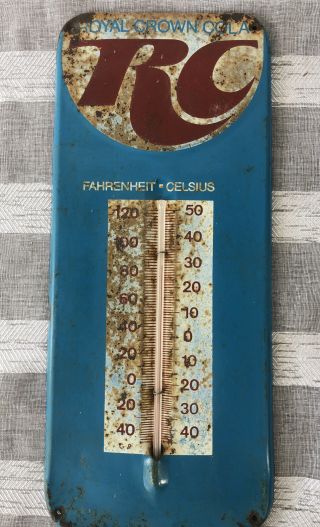 Vintage Metal Royal Crown Rc Cola Soda Thermometer 14” Rc Cola Wow