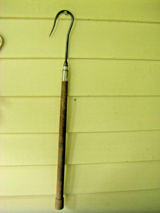 Vintage Pflueger Akron Wood Handle Fishing Gaff Hook
