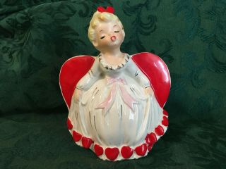 Vintage Parma Ceramic Valentine Heart Girl Planter Figurine - Darling
