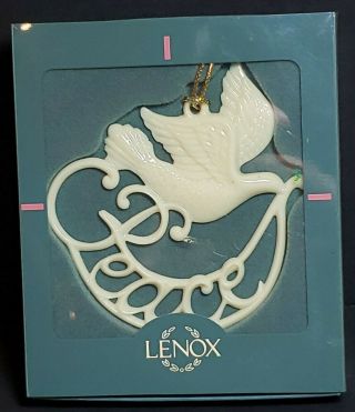 Vintage Lenox Holiday Wishes Peace Dove Christmas Ornament Euc