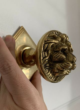 Vintage Stamped Brass Lion Head Wall Mount Hook Escutheon Home Decor