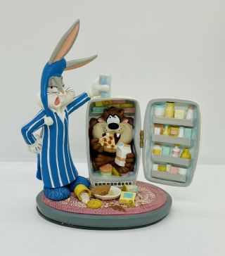 1996 Vintage Warner Bros Looney Tunes Bugs Bunny Tasmanian Devil Fridge Figurine