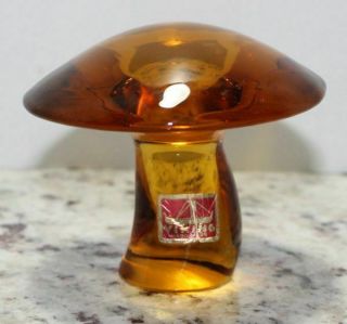 Vintage Mid Century Mcm Viking Amber Glass Mushroom Paperweight Large 3.  5 "
