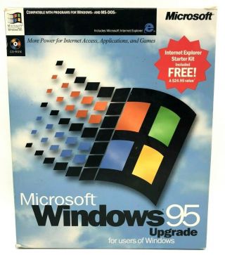 Vintage Oem Microsoft Windows 95,  Upgrade Cd - Rom Disc W/ License / Sn,  Box; Us