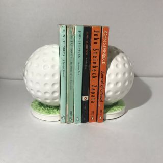 Vintage 1975 Golf Ball Bookends - Ceramic - Aldon Accessories Made In Japan