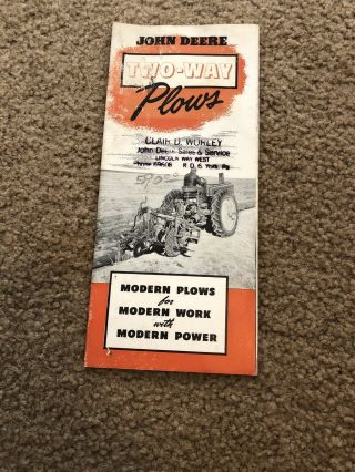 1951 John Deere " Two - Way Plows " Sales Brochure Vintage