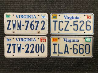 4 Virginia License Plates 4 Man Cave,  Collect,  Garage Wall,  Art Project