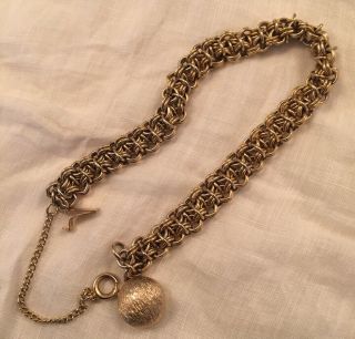 Vintage Multiple Link Gold Tone Costume Bracelet Safety Chain 7 " 8mm Wide