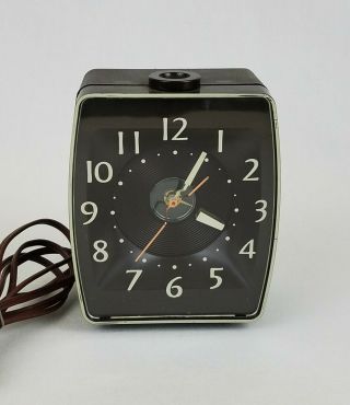 Vtg High Time Ceiling Projecting Alarm Clock / Hoyle Products Mid - Century Brown