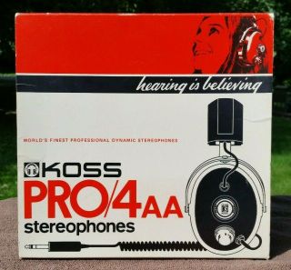 Vintage Koss Pro4aa Stereophones Headphones Great Condition/box