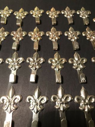 Vintage Mid Century Fleur De Lis Picture Hanger Decorative Hooks Silver Tone