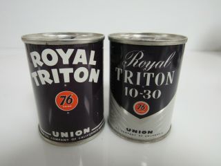 (2) Vintage 76 Royal Triton Motor Oil Can Coin Banks Sb068