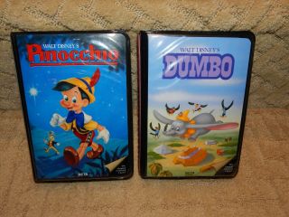 2 Vintage Walt Disney Beta Betamax Tapes Movies Dumbo Pinocchio