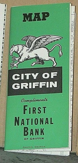 1960 Street Map Of Griffin,  Georgia By The First National Bank Of Griffin