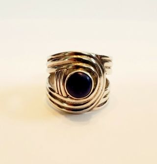 Vintage 925 Sterling Silver Ring With Lapis Lazuli Stone