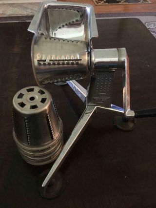 Vintage Saladmaster Food Processor W/5 Cones Slicing Grating Shredding 5 Cones