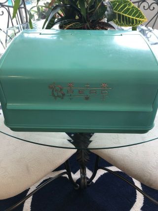 Vintage Lustro Ware Bread Box Aqua Turquoise