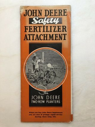 1938 John Deere Fertilizer Attachment Advertising Brochure Farm Tractor Vintage