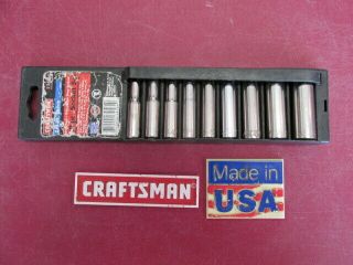 Vintage Craftsman Usa Deep Socket Set 1/4 " Drive S.  A.  E.  9 - Piece Set Made In Usa