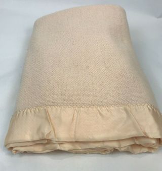 Vintage Acrylic Waffle Weave Blanket Satin Trim Pink 85 X 87 Fieldcrest Soft