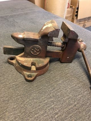 Vintage United 3 Inch Bench Vise With Tail Anvil (marked Made In Japan) -