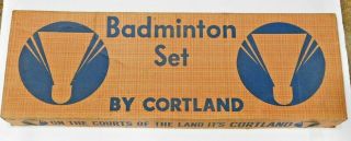 Vintage Cortland Badminton Set 2 Racquets - 2 Shuttlecocks - Net w/ Box 3