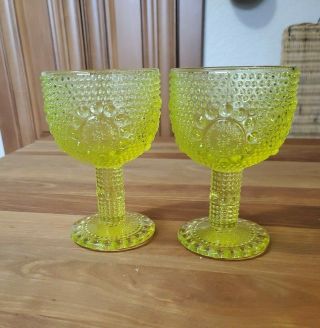 Vintage Nanny Still Grapponia Vaseline Glass Goblets Set Of 2 Iittala Finland