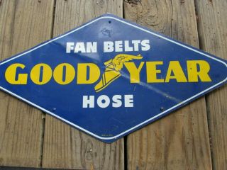 Vintage Tin Good Year Fan Belt Hose Sign 1950 
