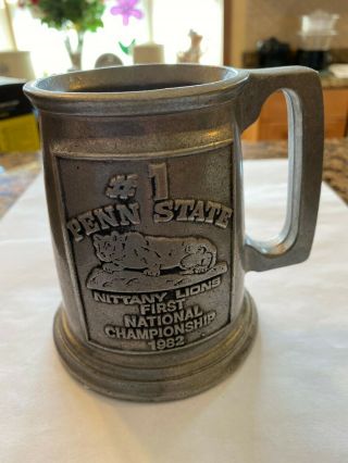 Vintage 1982 Penn State Nittany Lions 1st National Championship Pewter Mug