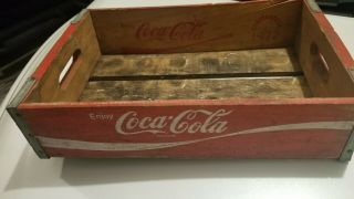 Vintage Red Coca Cola Wooden Bottle Crate 12x18.  5x5