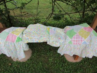 Vintage Sears Country Patch Sheet Set Tablecloth Shams Canopy Ruffle Full 8 Pc