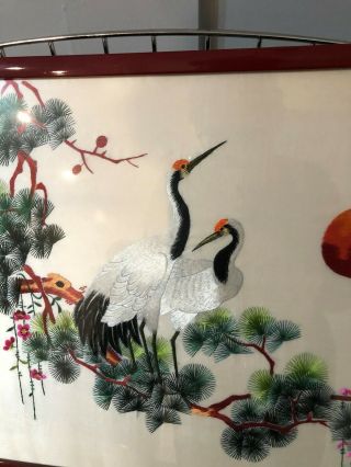 Vintage framed Chinese Embroidered Silk Wall Hanging - Morning has Broken 3