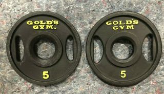 Vintage 2 Golds Gym 5 Lb Pound Olympic Weight Plates 10 Pounds Total 2”