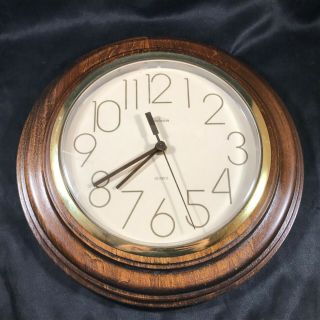 Vintage Sunbeam Round Quartz Wood Case Wall Clock 11 - 1/2”