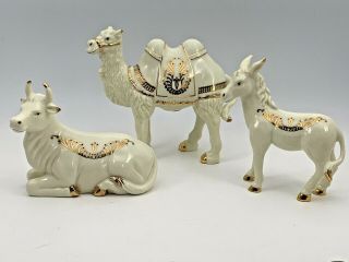 Vintage JADE PORCELAIN Bon Ton Set of 3 Animals Camel/Donkey/Cow 2