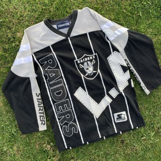 Vtg 90s Starter Los Angeles Raiders Jersey Shirt Long Sleeve Fits Med Eazy - E Nwa