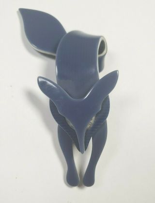 Vintage Lea Stein Blue Fox Brooch Pin Paris