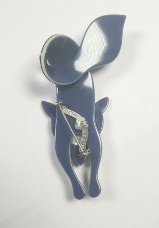 Vintage Lea Stein Blue Fox Brooch Pin Paris 2