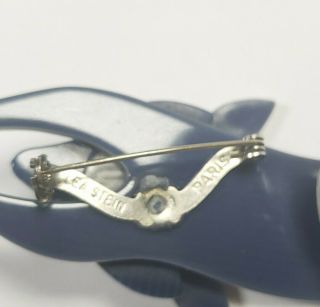 Vintage Lea Stein Blue Fox Brooch Pin Paris 3