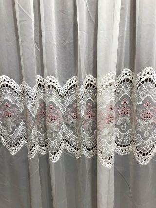 Vintage Shabby Chic Panel Floral Embroidered Lace Sheer Curtain 58 " X 62 "
