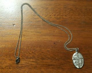 Vintage Sterling Necklace & Medal I Am A Catholic Call A Priest