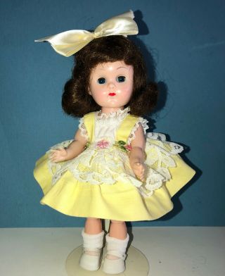 Vintage Vogue Ginny Doll In Her Tagged Yellow Lace Dress