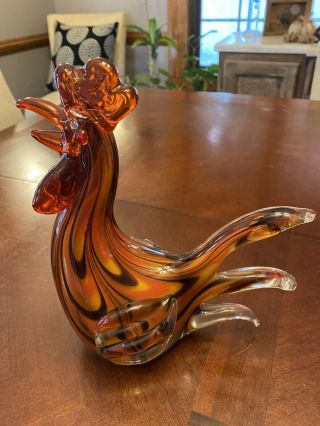 Vintage Murano Italy Glass Rooster 7.  5 " Tall