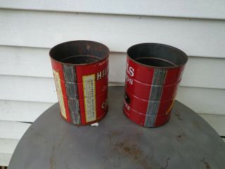 2 vintage Hills Bros Coffee Cans two Pounds 2