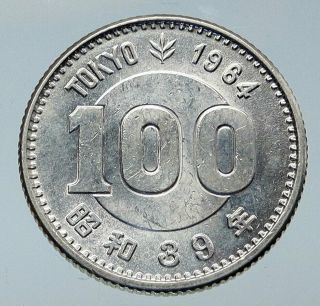 1964 JAPAN Tokyo Summer Olympic Games w RINGS VINTAGE Silver 100 Yen Coin i85764 2