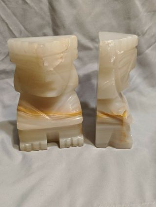 Vintage Carved Stone Aztec/Mayan Bookends Book Ends 3