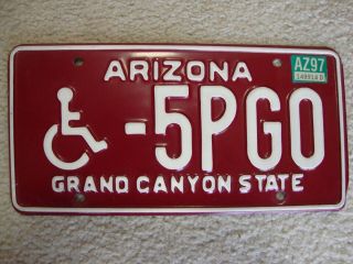 1997 Arizona Grand Canyon State Handicap License Plate 5pgo