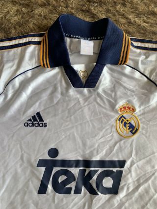 1998 2000 Real Madrid Home Shirt Adidas Football Vintage Med Champions League