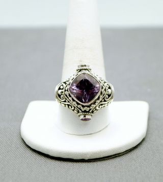 Sterling Silver Vintage Style Cocktail Ring Purple Stone 10.  5 Fmi984