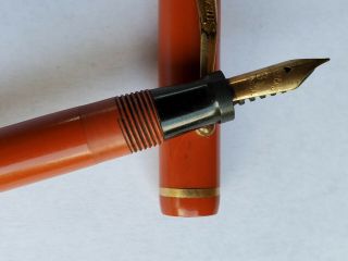 Vintage Shaeffer Fountain Pen,  Orange Flat Top,  1930s